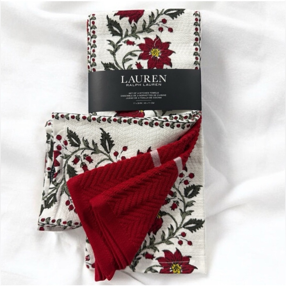 Lauren Ralph Lauren 100% Cotton
Kitchen Towels Set of 3 New!